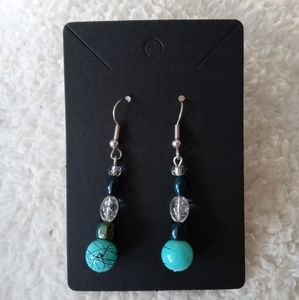 Handmade turquoise beaded earrings